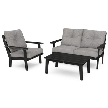 POLYWOOD Lakeside 3-Piece Deep Seating Set - Black / Grey Mist